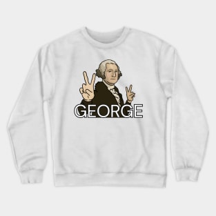 GEORGE Washington Portrait Holding Peace Signs Crewneck Sweatshirt